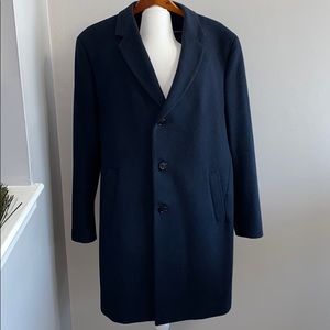 KENNETH COLE Navy Blue Wool Coat